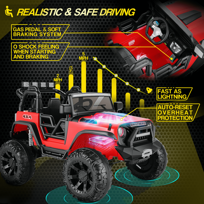 12V/24V Electric Jeep Truck ATV Ride-On Toy with Parental Remote Control for Kids
