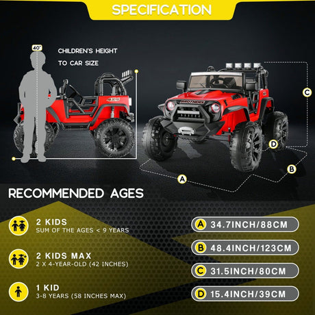 12V/24V Electric Jeep Truck ATV Ride-On Toy with Parental Remote Control for Kids