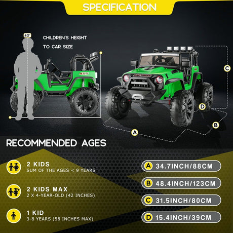 12V/24V Electric Jeep Truck ATV Ride-On Toy with Parental Remote Control for Kids