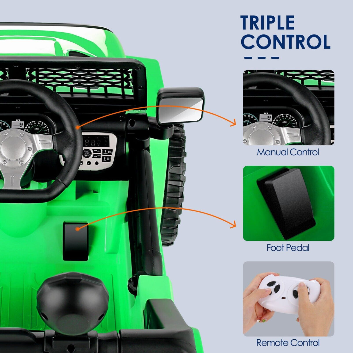 Electric Ride-On Truck for Kids with Remote Control, Music, and Lights - GT Toy Truck