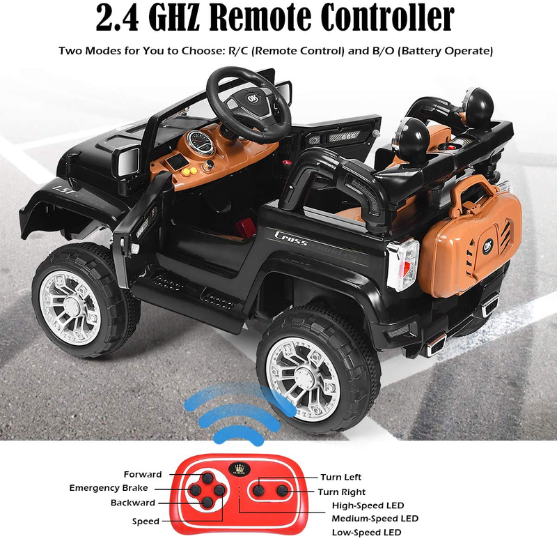 12V 2WD Ride-On Jeep Car with Manual and Remote Control Options