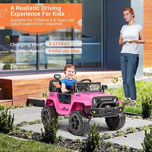 12V Battery Powered Electric Ride-On Truck with Remote Control and Spring Suspension