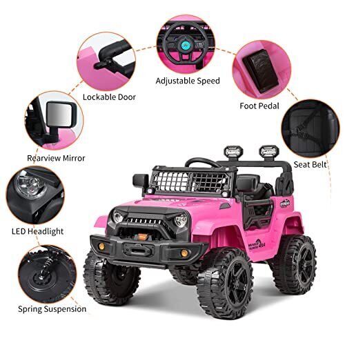 12V Battery Powered Electric Ride-On Truck with Remote Control and Spring Suspension