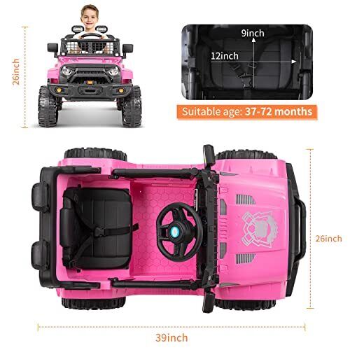 12V Battery Powered Electric Ride-On Truck with Remote Control and Spring Suspension