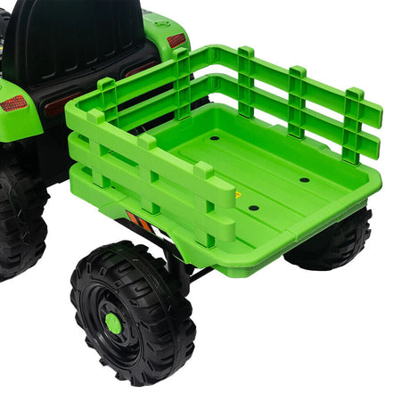 12V Battery Powered Electric Tractor Toy with Remote Control and Trailer Attachment