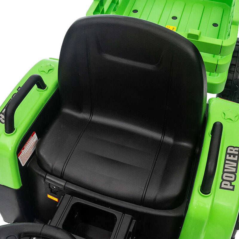 12V Battery Powered Electric Tractor Toy with Remote Control and Trailer Attachment