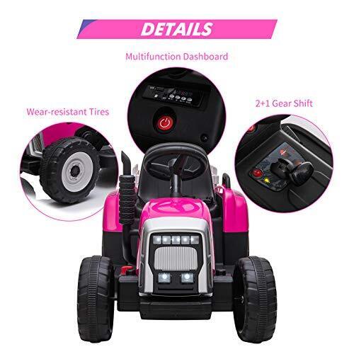 12V Battery Powered Electric Tractor with Trailer Ride-On Toy for Kids with Remote Control