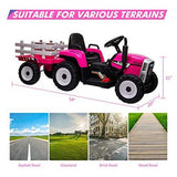 12V Battery Powered Electric Tractor with Trailer Ride-On Toy for Kids with Remote Control