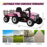12V Battery Powered Electric Tractor with Trailer Ride-On Toy for Kids with Remote Control