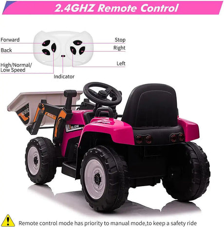 12V Battery-Powered Excavator Ride-On Toy with Music, Headlights, and Tractor Design - Perfect Gift for Kids