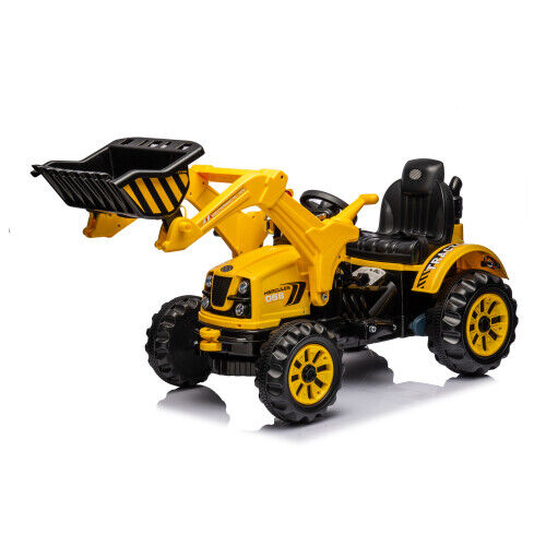 12V Battery-Powered Front Loader Construction Vehicle for Kids with Horn Sound