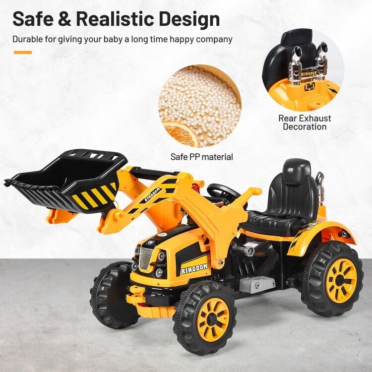 12V Battery Powered Kids Excavator Dumper Truck with Front Loader Digger