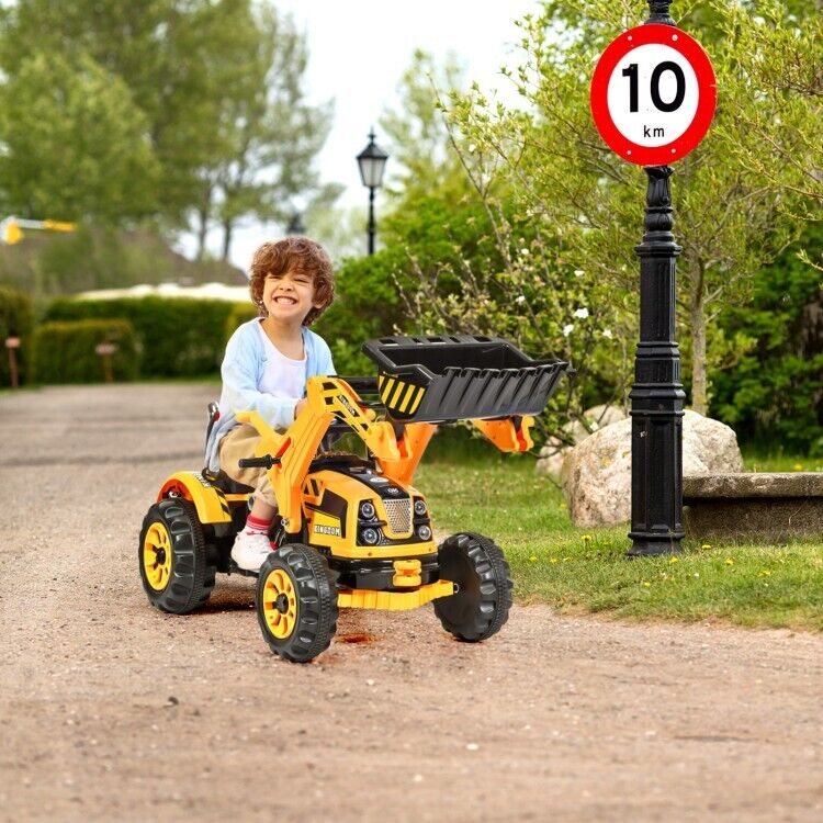 12V Battery Powered Kids Excavator Dumper Truck with Front Loader Digger