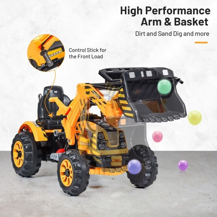 12V Battery Powered Kids Excavator Dumper Truck with Front Loader Digger