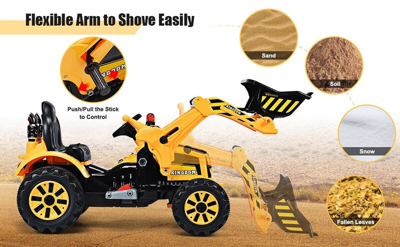 12V Battery Powered Kids Excavator Dumper Truck with Front Loader Digger