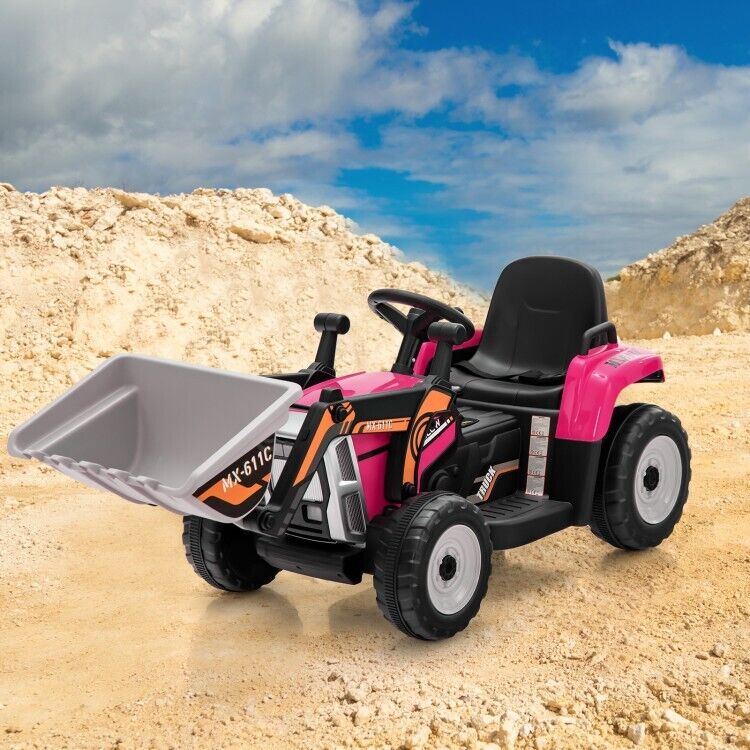 12V Battery-Powered Kids Excavator Toy with Adjustable Arm and Bucket