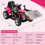 12V Battery-Powered Kids Excavator Toy with Adjustable Arm and Bucket