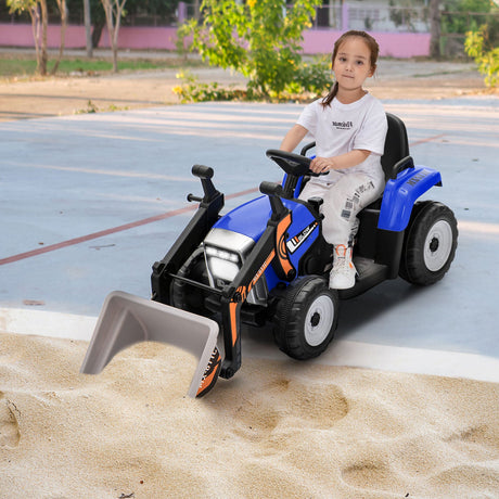 12V Battery Powered Kids Excavator with Adjustable Arm - Blue