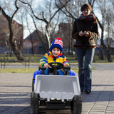 12V Battery Powered Kids Excavator with Adjustable Arm - Blue