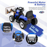 12V Battery Powered Kids Excavator with Adjustable Arm - Blue