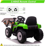 12V Battery-Powered Kids Excavator with Music, Headlight, Horn, and Remote Control