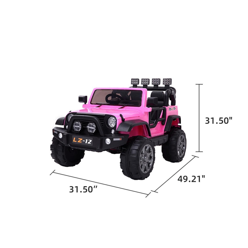 12V Battery-Powered Kids Ride-On Car with Music, Lights, and Remote Control - Pink