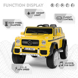 Mercedes-Benz Truck 12V Battery Ride On Car for Kids with 3 Speeds, LED Lights, Music, and Remote Control - Yellow
