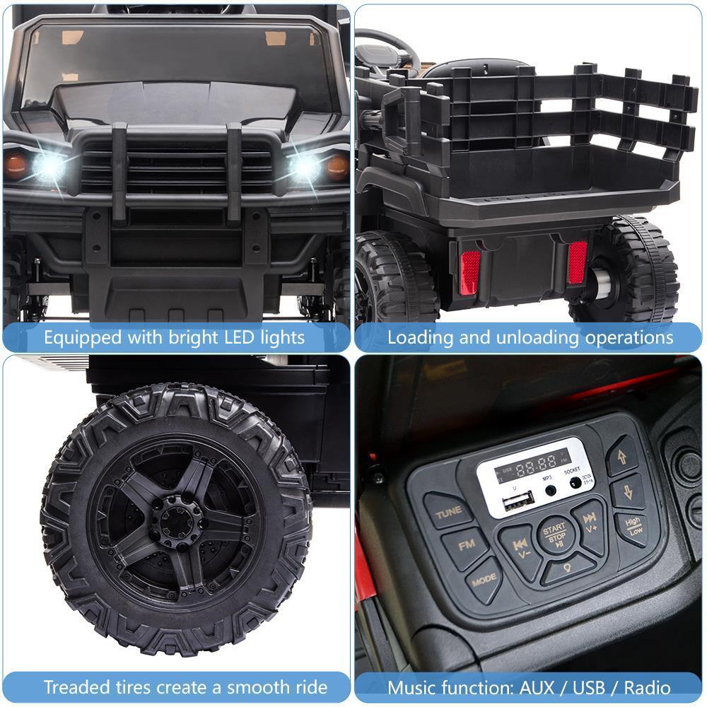 12V Battery-Powered Kids Tractor with Detachable Trailer Toy