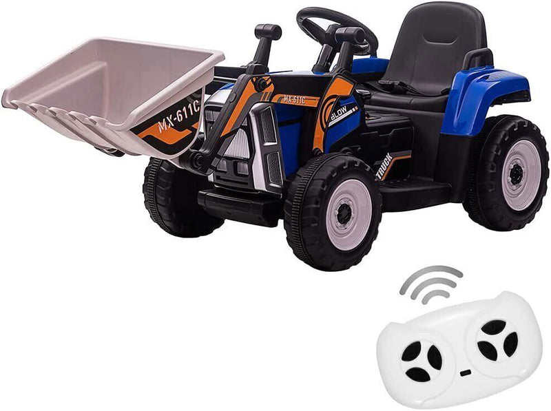 12V Battery-Powered Ride-On Excavator with Remote Control and Bucket for Kids