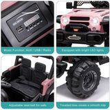 12V Battery Powered Ride On Truck with 2 Front LED Lights - Perfect Gift for Kids