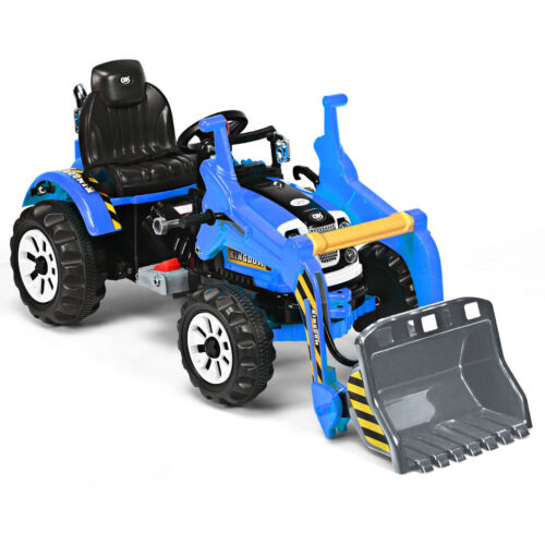 12V Battery Powered Ride-On Truck with Front Loader Digger for Outdoor Fun