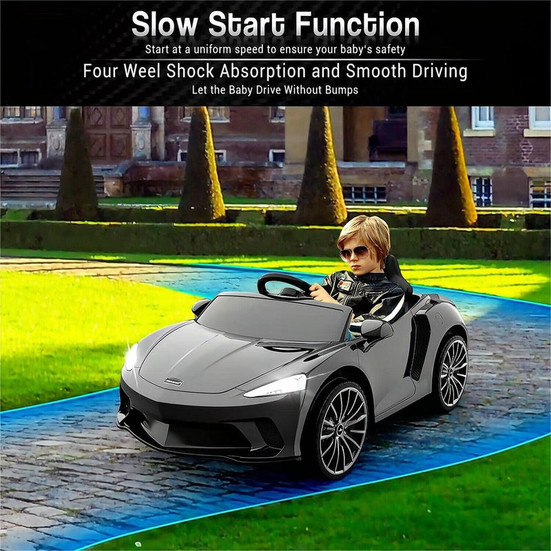 12V Battery Powered Sports Car for Kids with LED Headlights - Black
