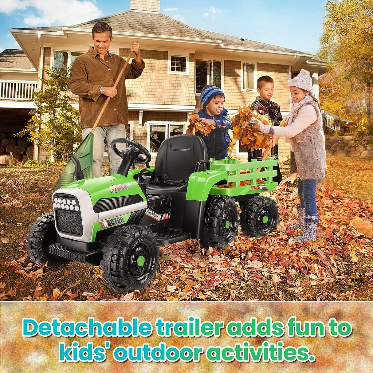 Electric Kids Ride-On Tractor with Trailer - Perfect Toddler Toy Gift