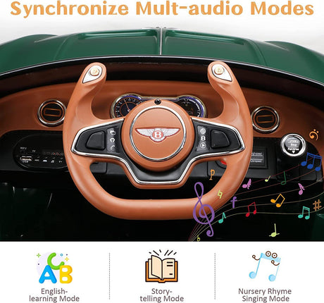 12V Electric Bentley Style Kid Ride-On Car with Remote Control and LED Lights in Green