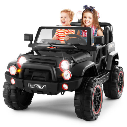 12V Black Kids Ride-On Truck with MP3, LED Lights, Remote Control, and Cover