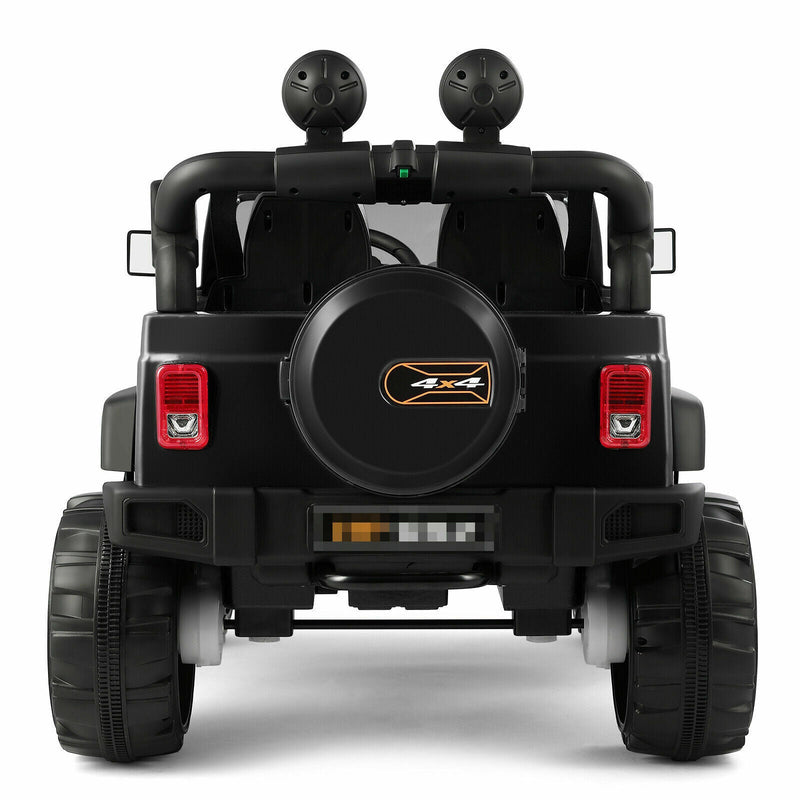 12V Black Kids Ride-On Truck with MP3, LED Lights, Remote Control, and Cover