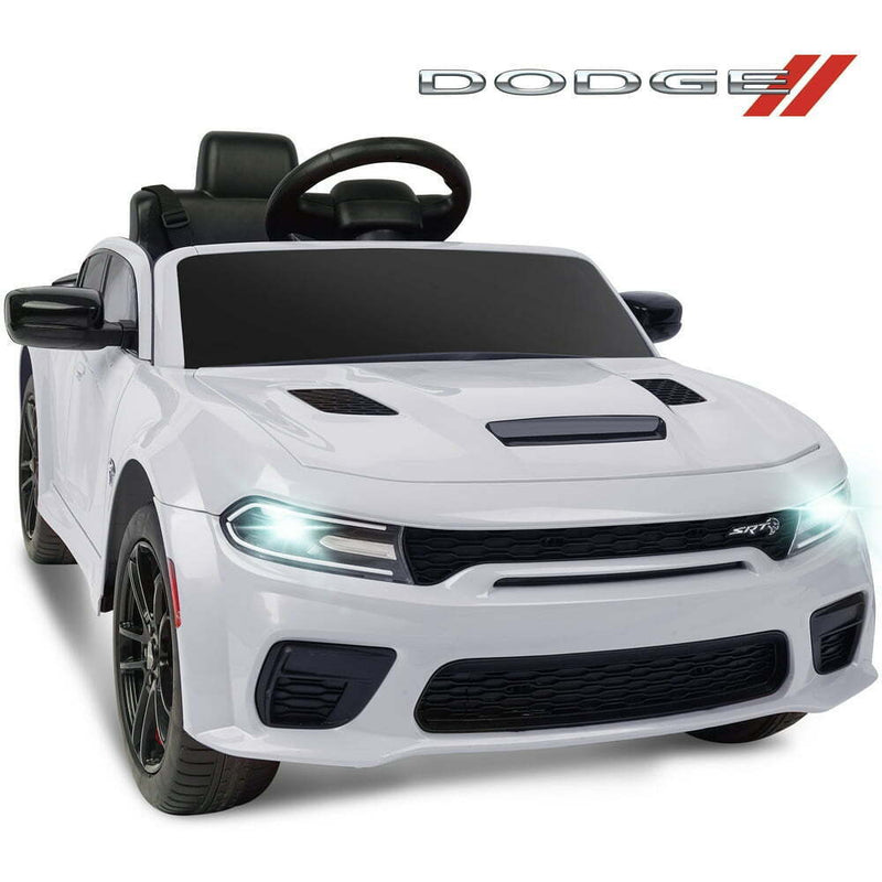 12V Dodge Charger SRT Hellcat Ride-On Toy with Remote Control, MP3, and LED Lights for Kids