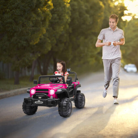 12V Dual Drive Off-Road Vehicle with 2.4G Remote Control in Rose Red