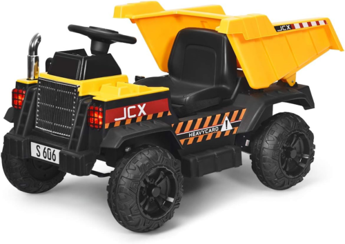 12V Dump Truck Ride-On with Remote Control, Music, Horn, USB, and AUX