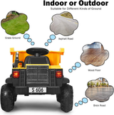 12V Dump Truck Ride-On with Remote Control, Music, Horn, USB, and AUX
