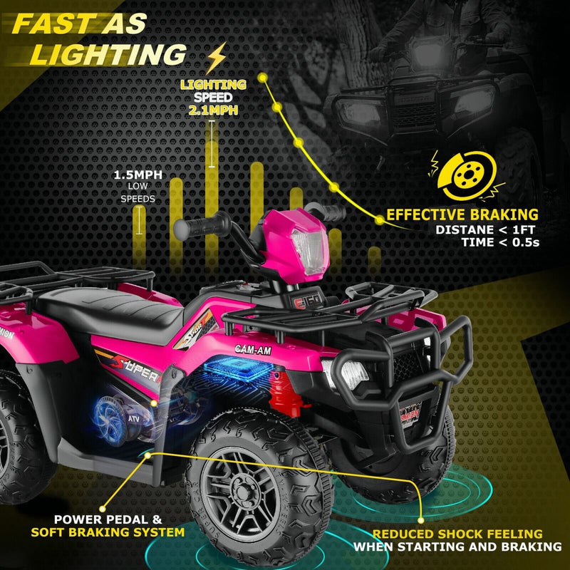 Electric 4-Wheeler Quad for Kids with 12V Battery and Dual 30W Motors