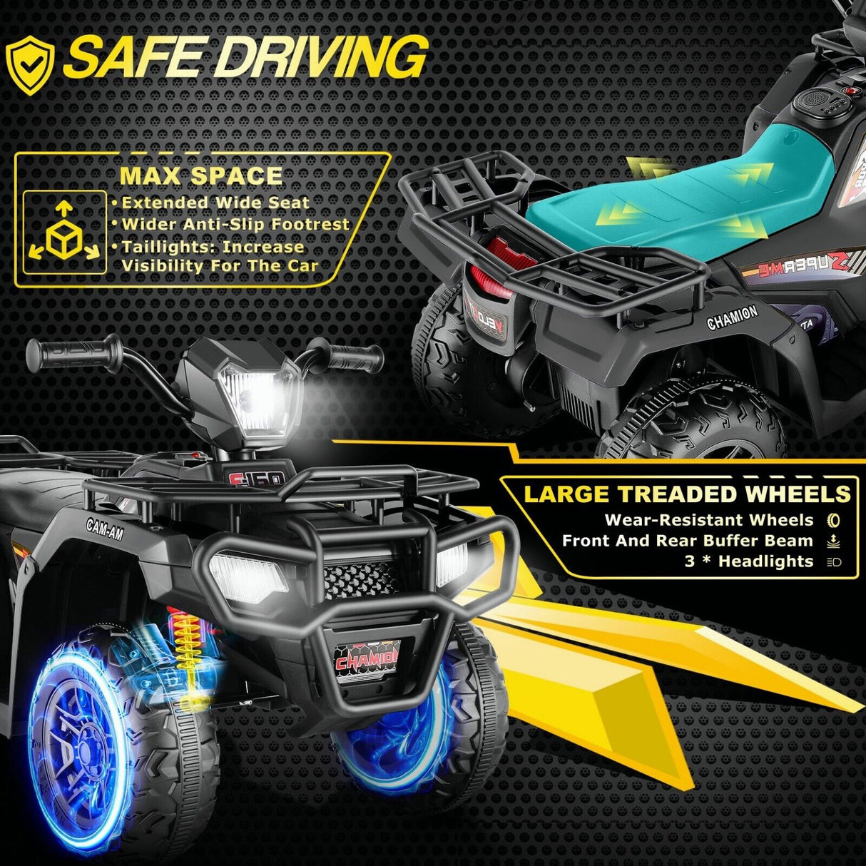 Electric 4-Wheeler Quad for Kids with 12V Battery and Dual 30W Motors
