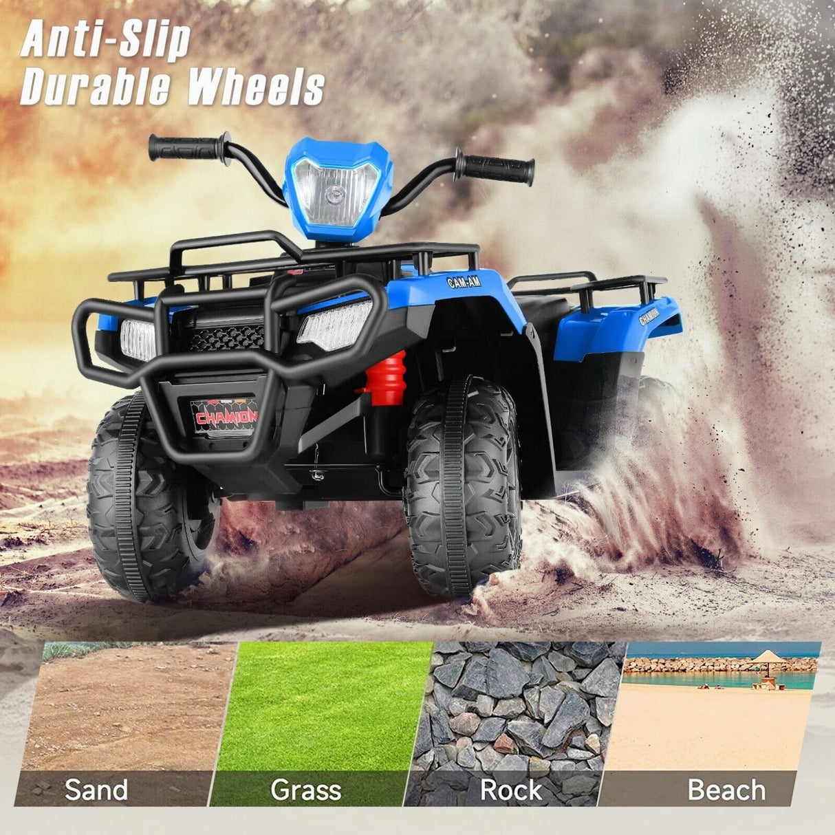 Electric 4-Wheeler Quad for Kids with 12V Battery and Dual 30W Motors