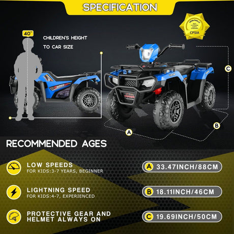 Electric 4-Wheeler Quad for Kids with 12V Battery and Dual 30W Motors