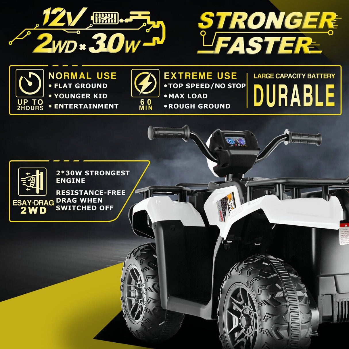 12V Electric ATV Car for Kids with Music and Headlights