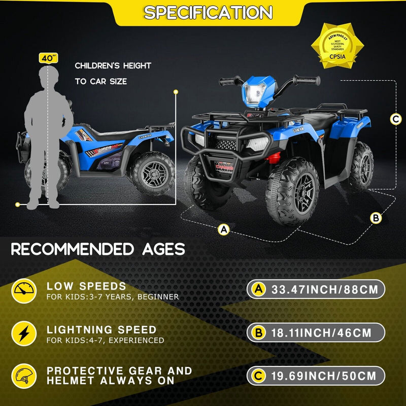 12V Electric ATV Car for Kids with Music and Headlights