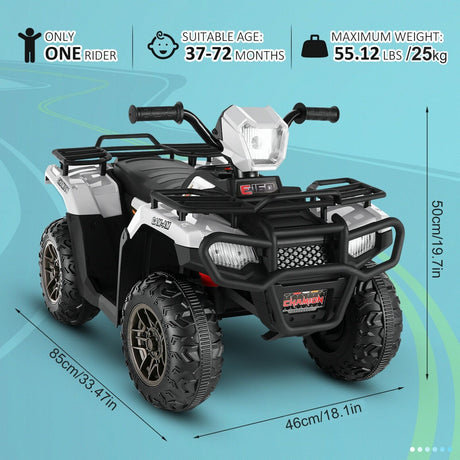 12V Electric ATV Ride-On Toy Car with USB/MP3 for Kids Ages 3-6