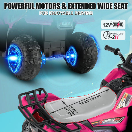 12V Electric Ride-On ATV Toy Car with USB/MP3, 4 Wheels for Kids Ages 3-6