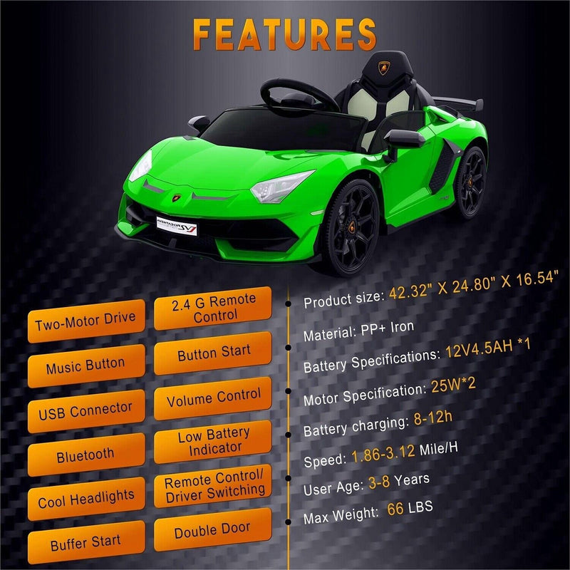 12V Electric Sports Car for Kids with Remote Control - Battery Powered Ride-On Vehicle