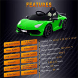 12V Electric Battery Powered Sports Car for Kids with Remote Control - Green